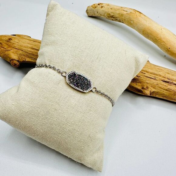 Kendra Scott Elaina Druzy Silver Adjustable Chain Bracelet - Picture 5 of 5